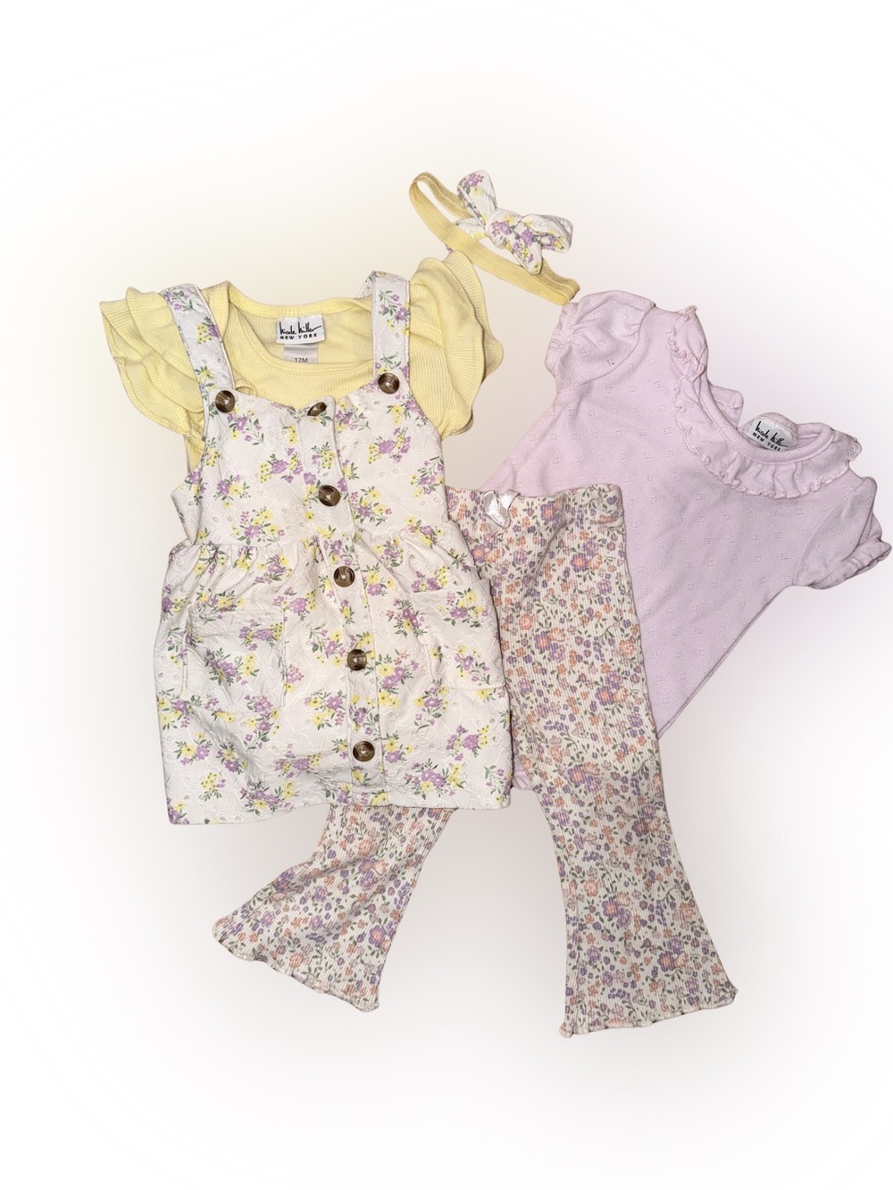 Nicole Miller 2 Floral Floral Outfit Sets with Bow Headband